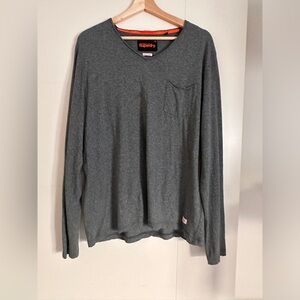$25 - SuperDry Japanese Brand - Men’s - Grey - Long Sleeve Shirt - Extra Large